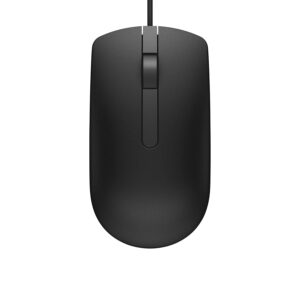 Dell MS116 Wired Optical Mouse - High Precision 1000DPI Sensor, USB Connectivity, Ergonomic Ambidextrous Design, Smooth Scrolling, Ideal for Office & Home Use - Black