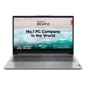 Lenovo IdeaPad Slim 1 AMD Ryzen 7 5700U 15.6" HD Thin and Light Laptop (16GB/512GB SSD/Windows 11 Home/MS Office 2021/1 Year Warranty + 1 Year ADP/Cloud Grey/1.6Kg), 82R400EFIN