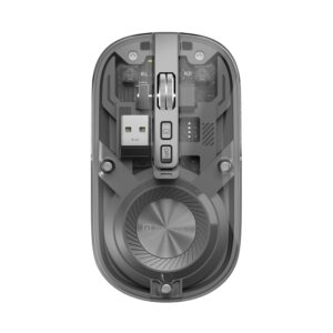Portronics Toad 8 Transparent Wireless Bluetooth Mouse with Dual Wireless (BT + 2.4 GHz), Rechargeable Battery, Noise-Free Clicking, Show/Hide Desktop, Multi-Device Pair, Adjust Sensitivity (Grey)