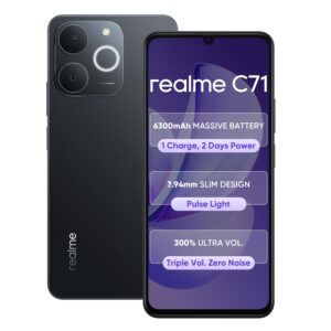 realme C71 4G Smartphone 6GB+128GB Obsidian Black,6.75 inch Screen, 90Hz Eye Comfort Display, 6300mAh Battery, 37MP Cameras, Octa-core Chipset, IP54