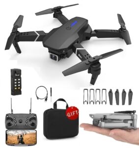 Payoca Drone with 4k Camera Foldable 1080P HD with FPV Live Video, Gestures Selfie, Altitude Hold, One Key Take Off/Landing, 3D Flips, Code Free Headless Mode, Aerial Photography RC Drone Ultimate 3