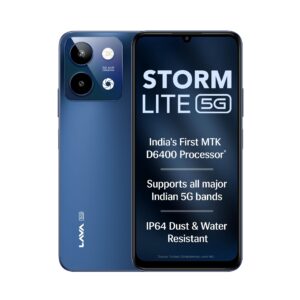 Lava Storm Lite 5G (Astral Blue, 4+4*GB RAM, 128GB Storage) | India's First MTK Dimensity 6400 Processor | 50MP AI Camera | IP64 Rated | 120 Hz Display | 5000mAh Battery | Supports All 5G Bands