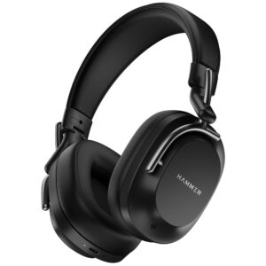 HAMMER Bash Pro 33 dB Hybrid ANC Over Ear Wireless Headphones, 4 Mics for Clear Calling, Charge 10mins = 300mins playtime, 40mm Driver, Transparency Mode, 37Hrs Playtime, Super soft Cushion, 5.3 Black