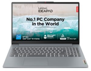 Lenovo IdeaPad Slim 3, 12th Gen Intel Core i5-12450H (16GB LPDDR5, 512GB SSD), Anti-glare, FHD 15.6"(39.6cm), Win 11, Office Home 2024, Arctic Grey, 1.62Kg, 83ER00MDIN, Thin & Light, Backlit KB Laptop