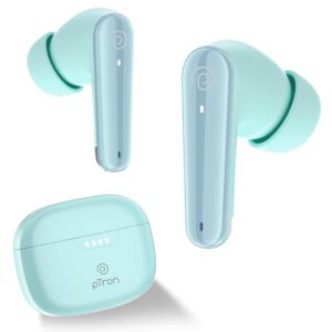 pTron Bassbuds Prism in-Ear TWS Ear Buds w/ 3D AudioScape, 45Hrs Playtime, TruTalk AI-ENC Calls, 50ms Low Latency Sync, BTv5.3, Snug-fit, Type-C Charging, Voice Asst. & IPX5 Water Resistant (Julep)