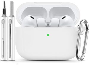 Meyaar for AirPods Pro 3 Case 2025 with Cleaner Kit,Soft Silicone Protective Cases for Apple AirPods Pro 3rd Generation Case for Women Men,AirPod Pro 3 Cases Cover Accessories with Keychain(White)