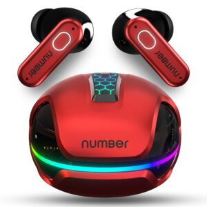 Number Super Buds 999 ANC Truly Wireless in Ear Earbuds with 40db Active Noise Cancellation, 55H Playtime, Dual Pairing Ear Buds, 35ms Low Latency, 12.4mm Speakers, 4Mic ENC, BT5.3, IPX5 (Steel Red)